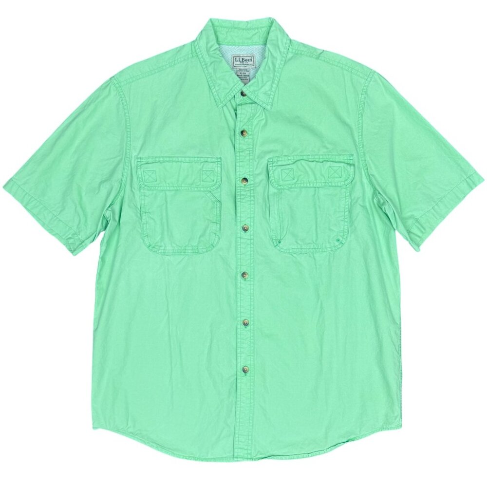 Men's L.L. BEAN‎ Short Sleeve Button Down Shirt #280918 Green | Size M